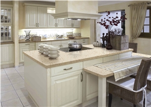 Beige Quartz Stone Kitchen Island Countertop
