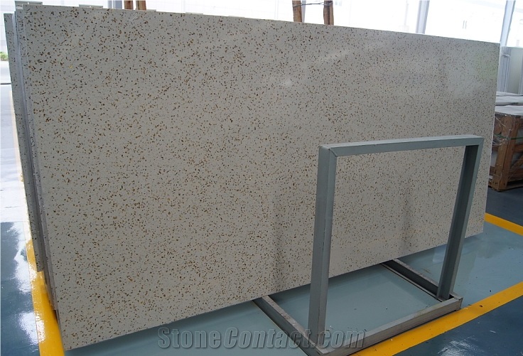 Beige Quartz Stone Kitchen Island Countertop