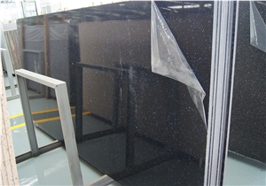 Black Galaxy Quartz Stone Slab/Black Quartz Stone with Blue Star Slab