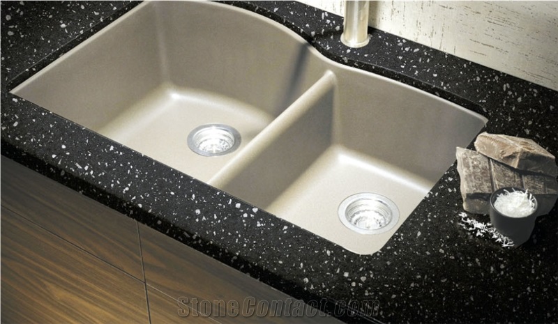 Black Quartz Stone Kitchen Countertop
