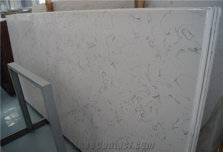 Carrara White Engineered Quartz Stone Slabs,White Quartz Stone Slabs