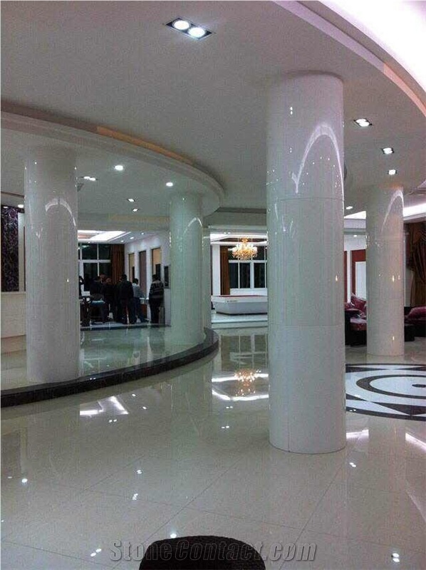 House Stand Decoration White Column Pillar, White Quartz Stone Column