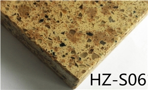 Hz-S06 Crystal Yellow Quartz Stone Tile and Slab