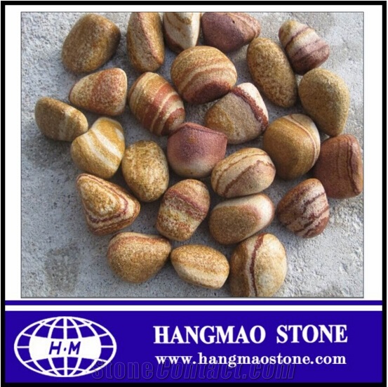 Pebble Sandstone Yellow Wood Grain Sandstone Landscape Pebble Stone