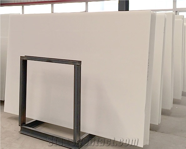 Polished Pure White Nano Crystallized Glass Stone Tiles and Slabs