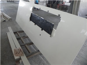 Pure White Quartz Kitchen Countertops/Pure White Quartz Kithen Island Top/Pure White Engineered Quartz Bar Tops