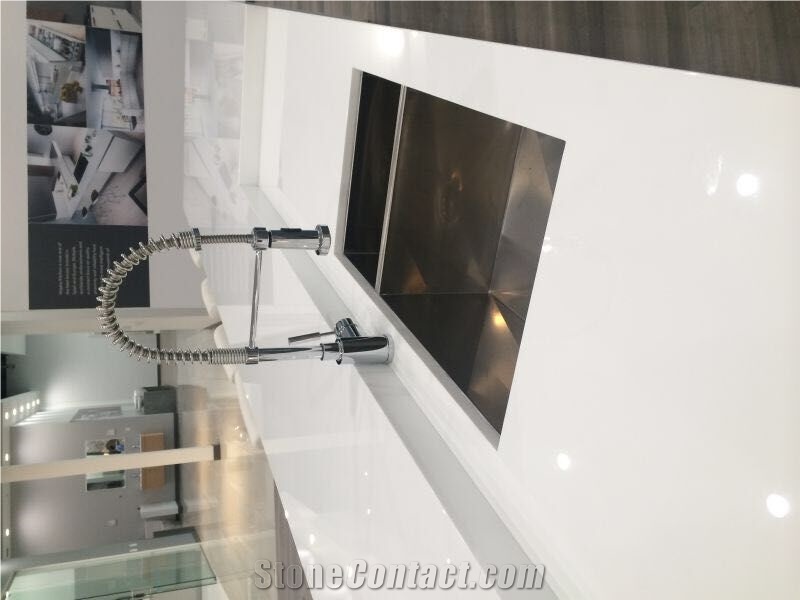 Pure White Quartz Stone Countertop,Kitchen Island