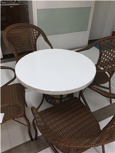 Round White Quartz Stone Tabletop