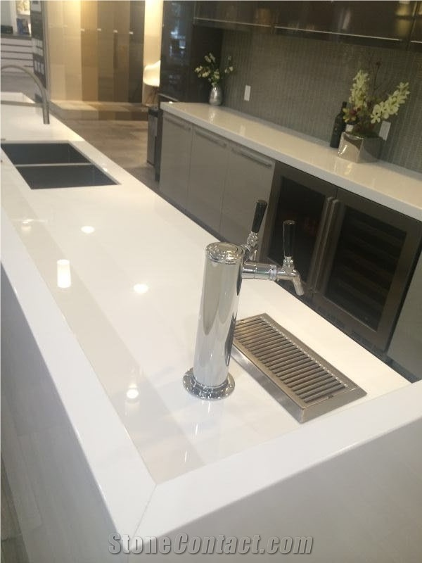 White Kitchen Countertop Of Nano-Crystallized Glass
