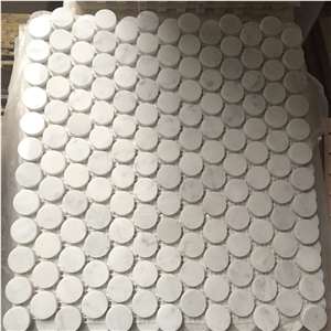Carrara White Marble Penny Round Mosaic