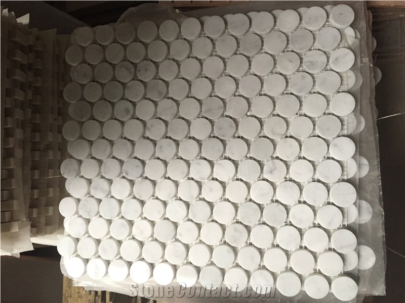 Carrara White Marble Penny Round Mosaic