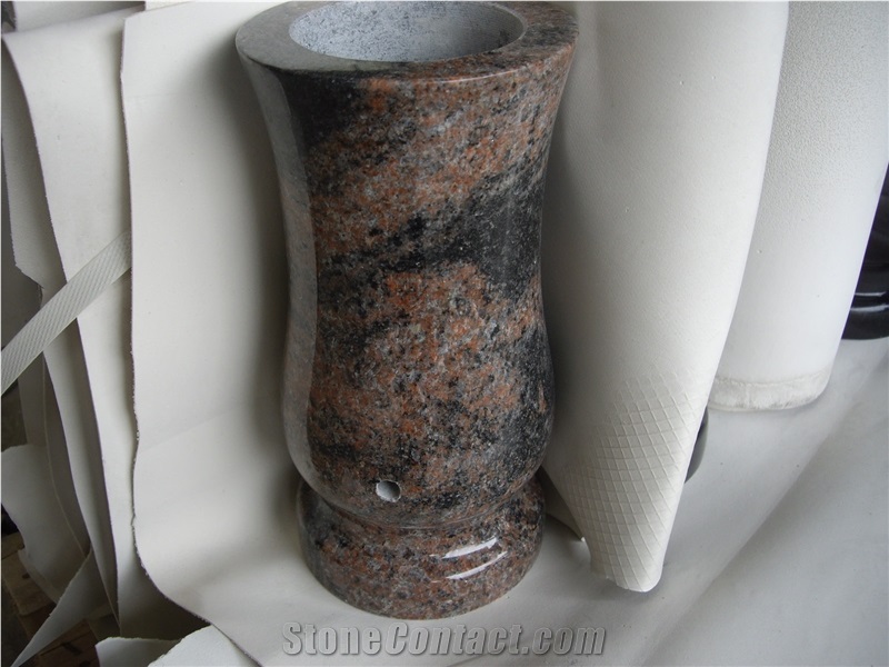 Granite Stone Vase,Aurora Granite Vase,Finland Red Granite Monumental Vases