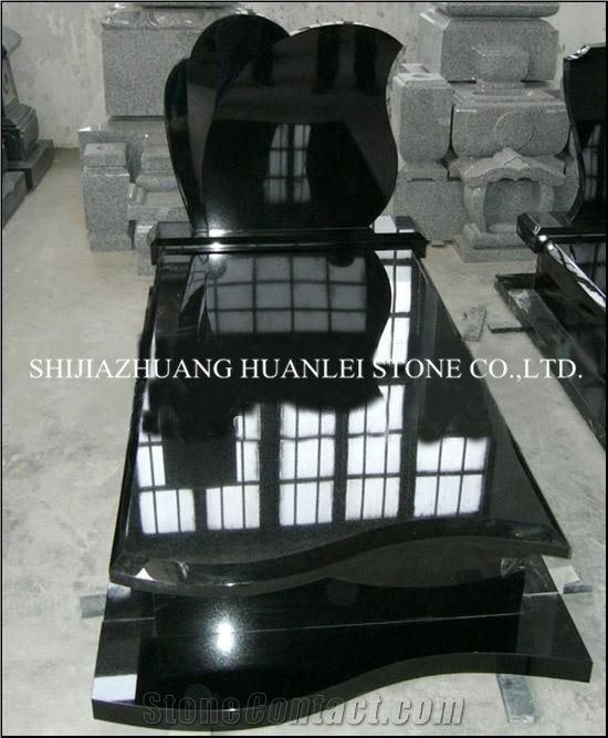 Shanxi Black Granite Tombstone & China Black Double Monuments, Hebei Black Gravestone ,Westen Style Memorial,Headstone, Best Price, Supreme Quality