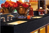 Quicksand Black quartz kitchen countertops, black polished engineered stone counter tops , table tops 