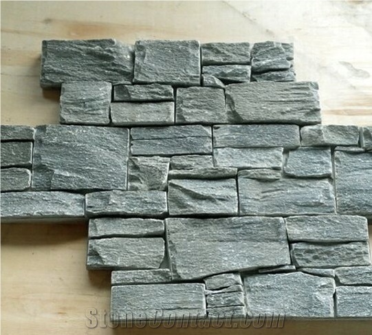 Green Slate Cement Natural Cultured Stone/ Stacked Stone/ Ledge Stone for Wall Panel Cladding