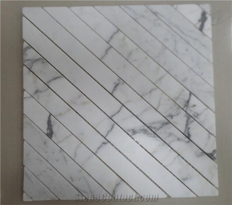 New Design White Marble Calacatta Mosaic in New Shape with Very Competitive Prices