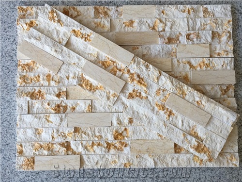 New Yellow Marble Cultured Stone Brick Stacked Stone for Wall