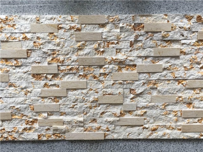New Yellow Marble Cultured Stone Brick Stacked Stone for Wall