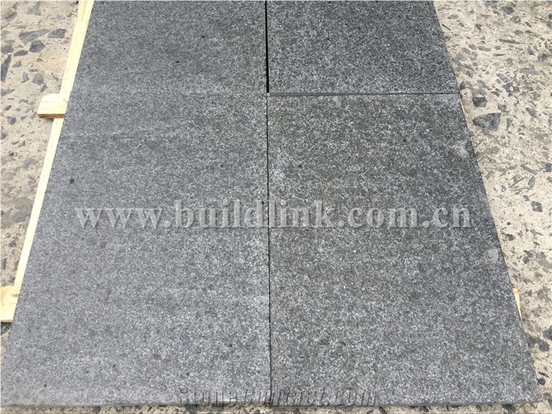 China Black Basalt Flamed Tiles, G684 Black Basalt, Raven Black, Black Pearl Flamed Walling & Flooring Tiles