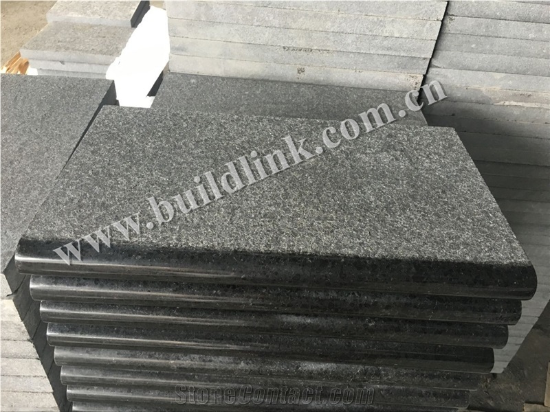 China Black Basalt, G684 Flamed + Polished Bullnose Edging Swimming Pool Tiles, G684 Black Basalt,Raven Black,Black Pearl Pool Coping