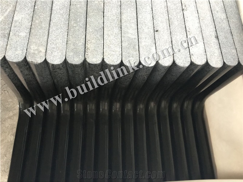 China Black Basalt, G684 Flamed + Polished Bullnose Edging Swimming Pool Tiles, G684 Black Basalt,Raven Black,Black Pearl Pool Coping