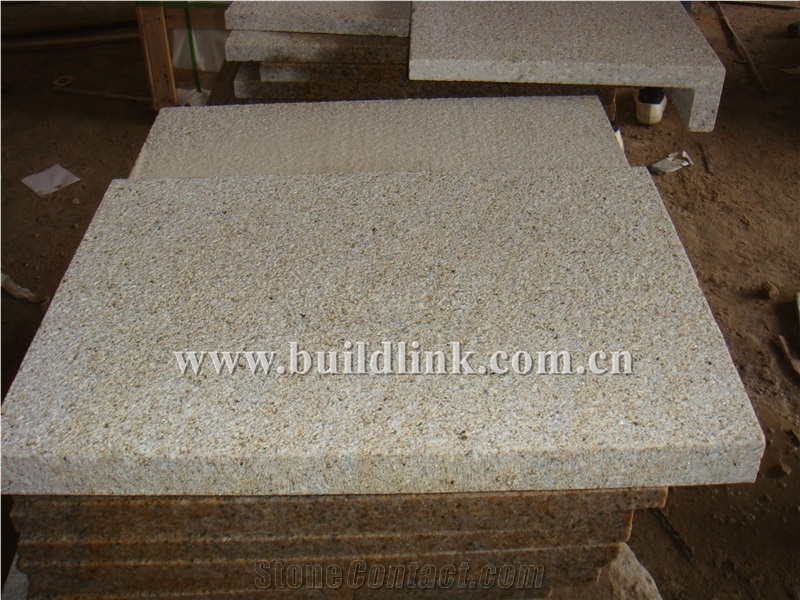 G682 Golden Sun Bushhammered Pool Coping Tiles ,Rusty Yellow, Honey Jasper Bushhammered Rebated Pool Coping Pavers