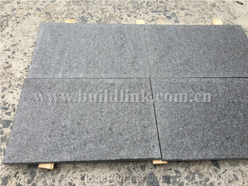 G684 Black Basalt Flamed Tiles, Black Basalt, Raven Black, Black Pearl Flamed Walling & Flooring Tiles