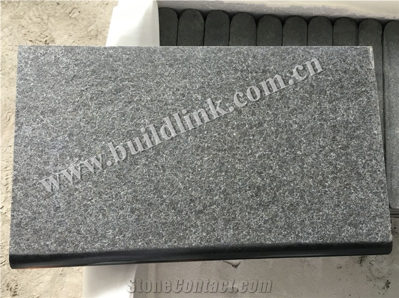 G684 Flamed + Polished Bullnose Edging Swimming Pool Tiles, G684 Black Basalt,Raven Black,Black Pearl Pool Coping