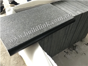 G684 Flamed + Polished Bullnose Edging Swimming Pool Tiles, G684 Black Basalt,Raven Black,Black Pearl Pool Coping