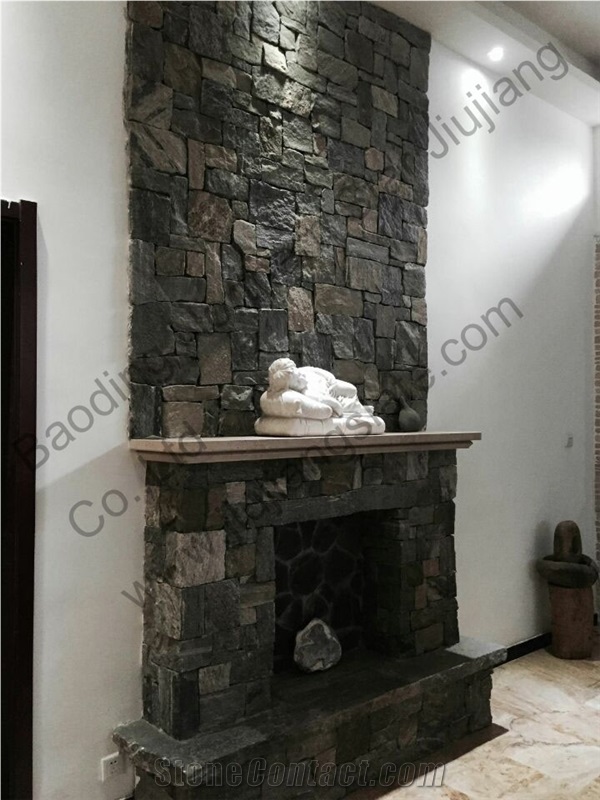 Interior and Exterior Fireplace Walls,Stacked Stone,Fireplace Dry Wall Stone