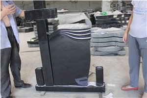 China Black Absolutely Black Granite Headstones Gravestones Cross Style