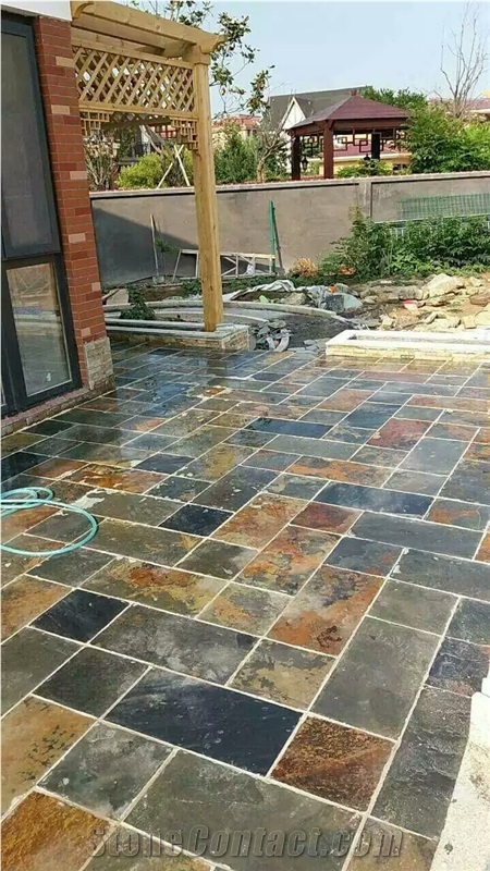 Rusty Colorful Brown Slate Tiles Pattern Slabs for Outdoor Garden Paving Low Prices