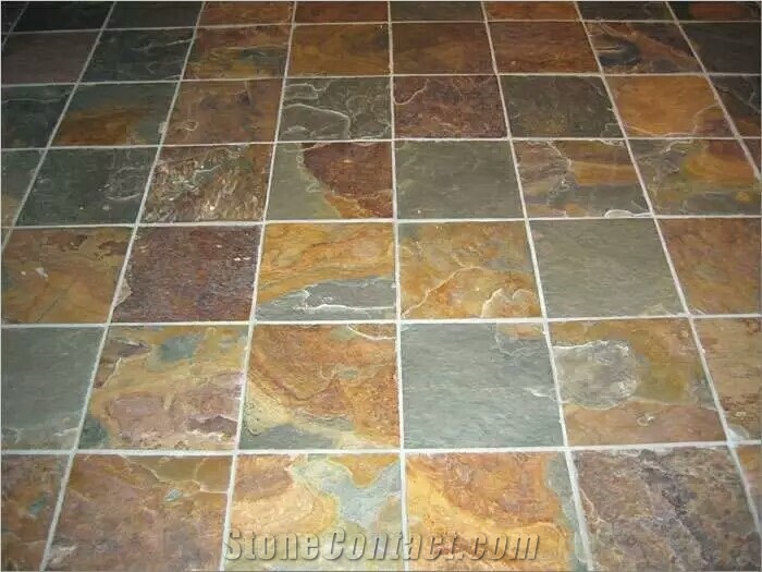 Rusty Colorful Brown Slate Tiles Pattern Slabs for Outdoor Garden Paving Low Prices
