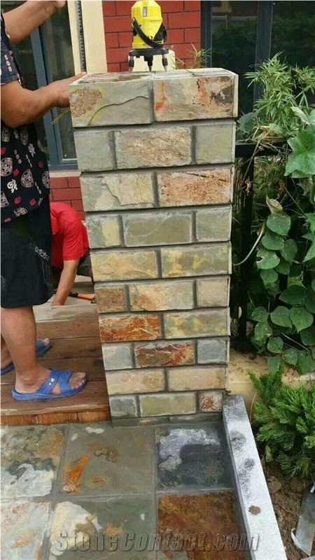 Rusty Colorful Brown Slate Tiles Pattern Slabs for Outdoor Garden Paving Low Prices