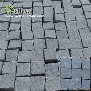 All Side Natural Sesame Black Granite Cube Paving Stone for Walkway