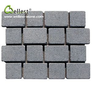 All Side Natural Sesame Black Granite Cube Paving Stone for Walkway