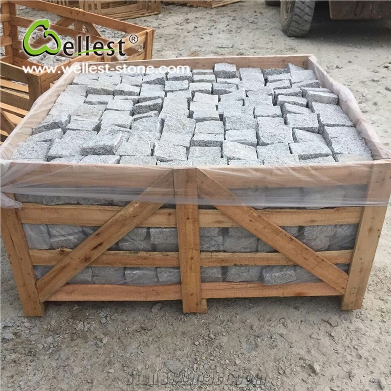 All Side Natural Sesame Black Granite Cube Paving Stone for Walkway
