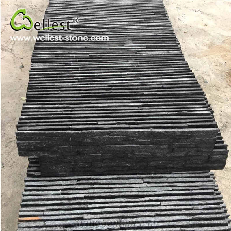 Black Quartzite Cultured Stone Honed Surface Bathroom Wall Tile