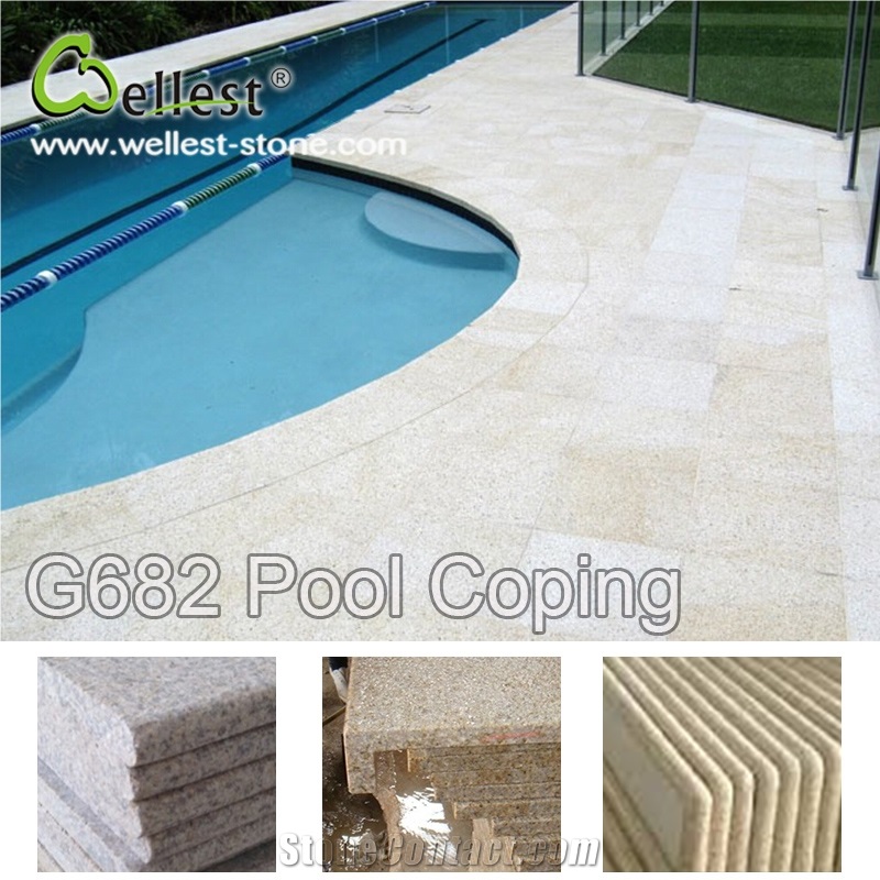 Bullnose Edge G682 Yellow Granite Swimming Pool Coping Tile