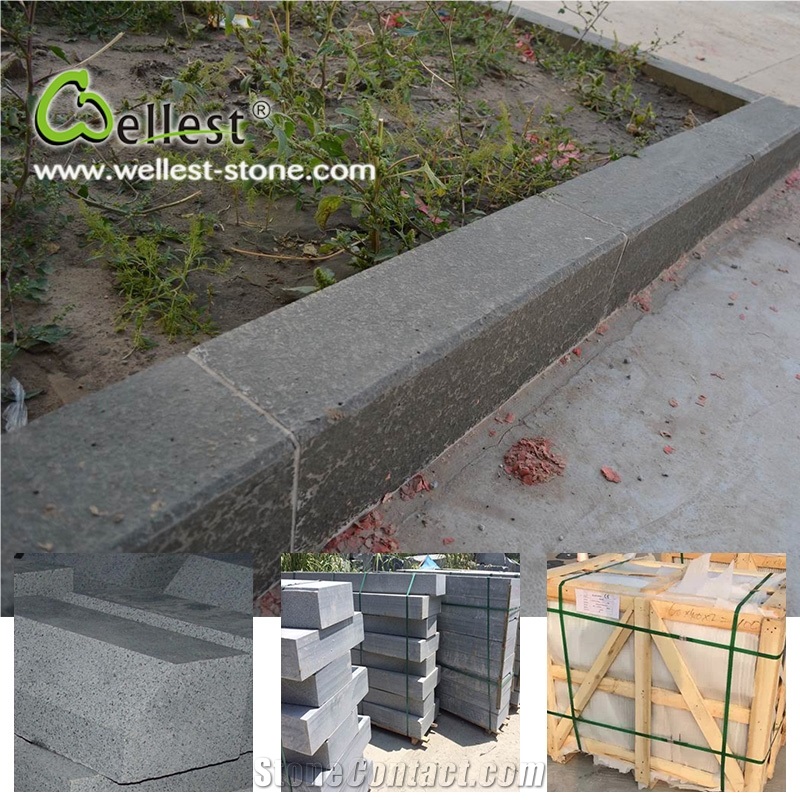 Factory Customized G654 Sesame Black Granite Boulders Curbstone