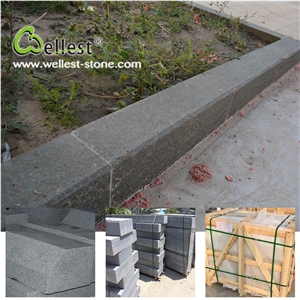 Factory Customized G654 Sesame Black Granite Boulders Curbstone