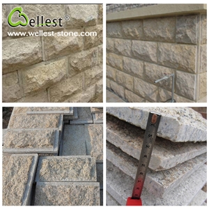 Factory G682 Yellow Rusty Granite 600x150mm Mushroom Stone for Wall Cladding