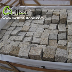 G682 Yellow Granite All Sides Natural Cobble Paving Stone for Pathway