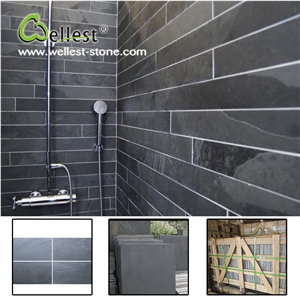 High Quality Honed Surface Black Slate Bathroom Wall Tile