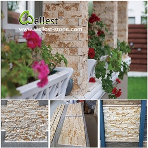 Hot Beige Marble Exterior Fieldstone Cultured Stone for Wall Decoration