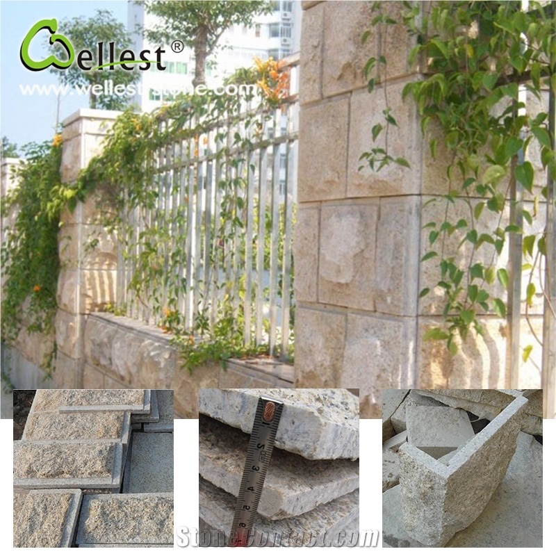 Hot Selling G682 Yellow Rusty Granite Grooved Edge Mushroom Stone for Wall Cladding