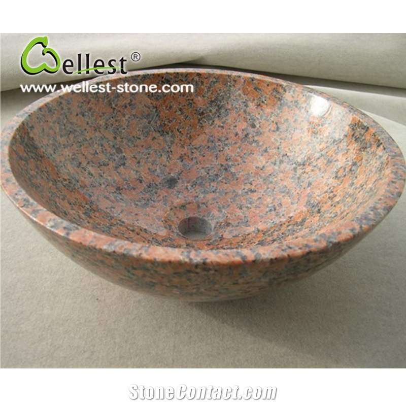 Maple Red Granite Round Shape Bowel Sink for Kitchen