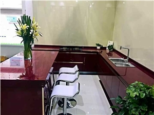 Nano Crystallized Glass Stone Red Slab for Countertop and Wall Cladding
