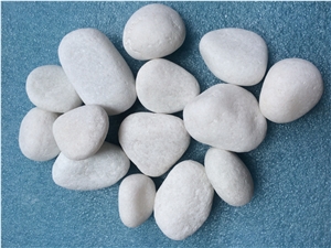 Fargo Machine Made White Pebble Stone, Snow White Marble Pebble Stone, Round White Pebbles