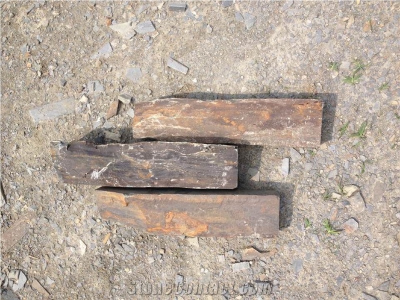 Fargo Multicolor Slate Loose Ledge Stone, Rust Slate Strips Stone, Rusty Slate Brick Stacked Stone, Multicolor Slate Loose Stacked Stone, Loose Fieldstone, Loose Wall Cladding Stone